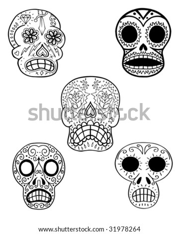 stock vector sugar skulls vector