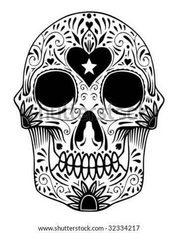 sugar skull tattoo. ornate sugar skull vector