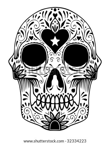 sugar skull tattoo black and white
