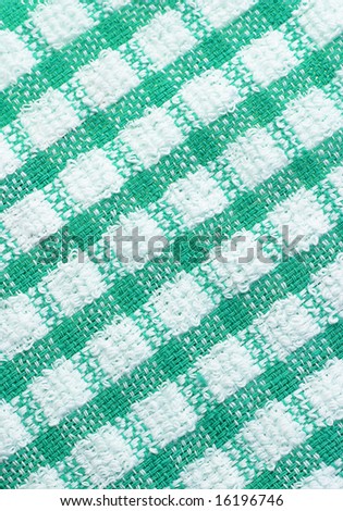 Green and white checkered pattern texture of table cloth for background