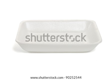 Empty rectangle shape Styrofoam food tray isolated on white background