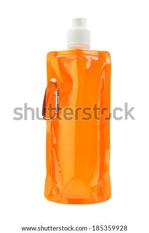 Orange Plastic Water Bag On White Background
