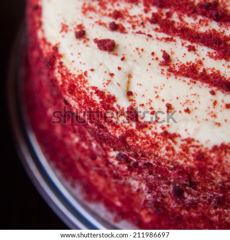 Red velvet cake has bright red, dark red or red- brown colour. Prepared as a layer cake with icing or cheese topping. Ingredients:butter milk, butter, cocoa, flour
