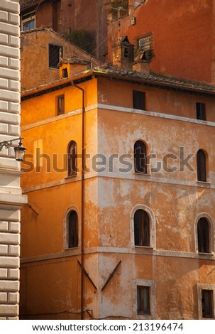 Traditional italian architecture. italian building. Italian view, traditional street in Italy. Roma