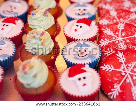 Christmas cupcakes. Christmas smile cookies. Decorations for Christmas.