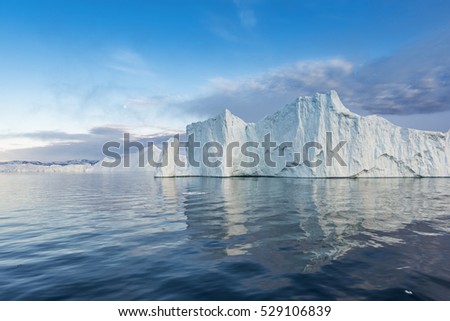 icebergs on the arctic ocean in Ilulissat, Greenland