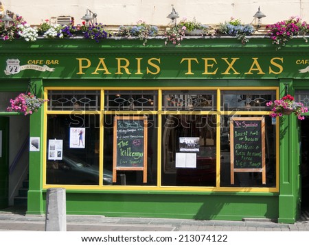 KILKENNY, IRELAND - AUGUST 8, 2012 : A green restaurant Paris Texas on August 8, 2012 in Kilkenny, Ireland.