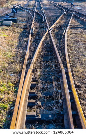 Narrow-gauge railway side track in Bytom, Silesia region, Poland