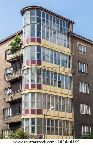 The house built in the style of functionalism in Katowice, Poland. Functionalism was characteristic for the thirties of 20th century and city has a wide collection of the examples of this style.