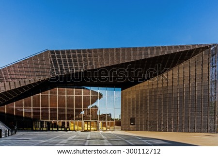 KATOWICE, POLAND   JULY 26, 2015: The International Conference Centre, newly launched modern complex, officially opened during inaugural event, European Economic Congress, held on 20-22 April, 2015.