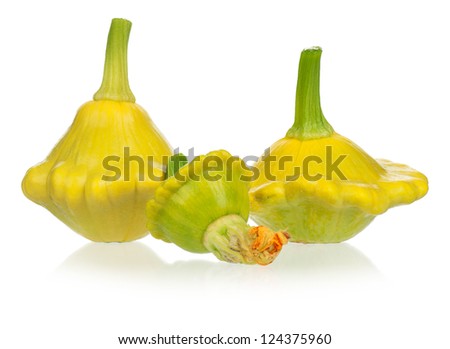 Yellow patty pan squash isolated on white background