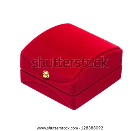 Velvet box for wedding ring isolated on white background