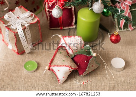 Soft christmas toys. Handmade toys for christmas tree