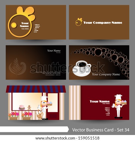 Vector illustration: Business card template set: food, restaurant & drink, coffee theme business card template (Part 34)