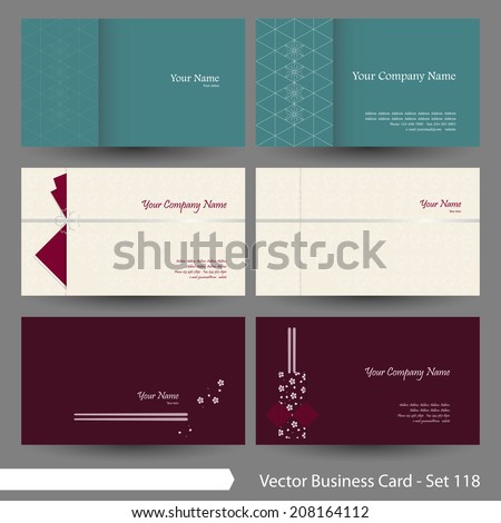 Vector Business Card Template Set Japanese Oriental And Kimono Pattern Graphic Design Elements Japanese Business Card Template