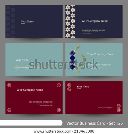 Vector Business Card Template Set Japanese Oriental And Kimono Pattern Graphic Design Elements Japanese Business Card Template