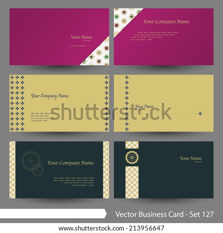 Vector Business Card Template Set Japanese Oriental And Kimono Pattern Graphic Design Elements Japanese Business Card Template