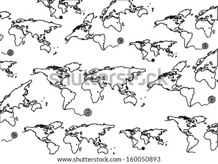 Vector world map pattern background black and white