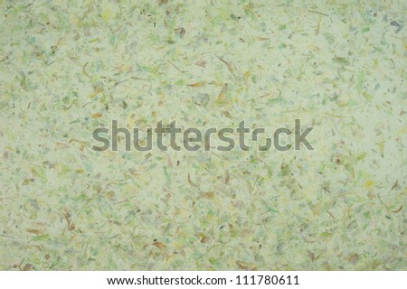 Sheet of green rice paper showing grass and leaves in the paper