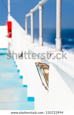 Backside of the Ferryboat with Bautiful Ocean Blue Color Tones (shallow depth of field)