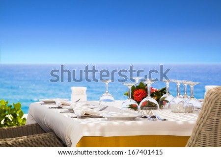 Elegant Table In Front Of The Beach
