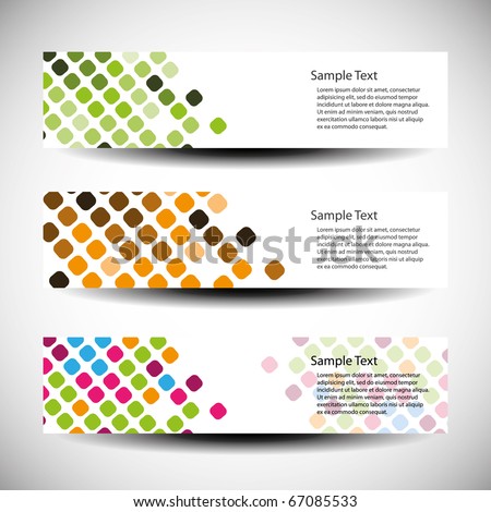 Colorful vector set of three header designs Colorful vector set of three header designs