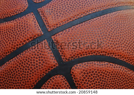 Close-up of leather basketball with texture for background.