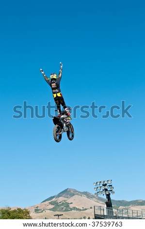 SALT LAKE CITY - SEPTEMBER 20: Jeremy Stenburg competes in the FMX Jam at the 2009 Dew Tour Toyota Challenge held on September 20, 2009 in Salt Lake City.