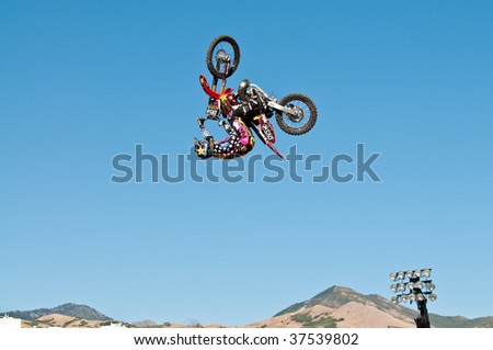SALT LAKE CITY - SEPTEMBER 20: Mike Mason competes in the FMX Jam at the 2009 Dew Tour Toyota Challenge on September 20, 2009 held in Salt Lake City.