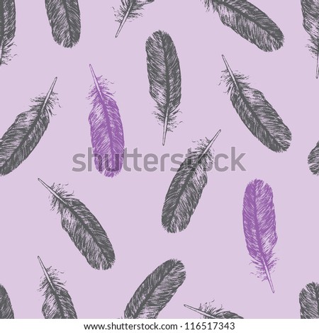 Purple Feathers Seamless