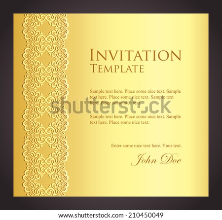 Luxury golden invitation with imitation of lace Luxury golden invitation with imitation of lace