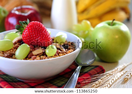 A Bowl of cereal with fruits!!