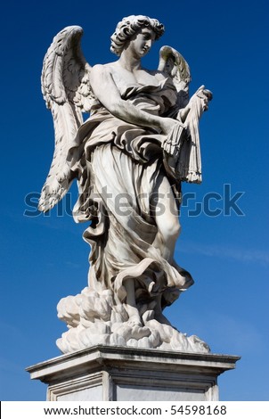 Bernini\'s marble statue of angel from the Sant\'Angelo Bridge in Rome, Italy