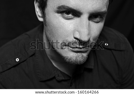 portrait of a interesting man, black and white picture