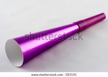 A purple party horn.