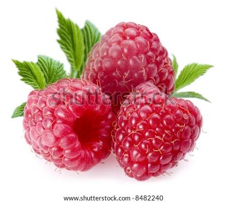 stock photo : Raspberries; Objects on white background