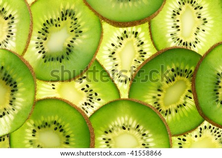 Back projected (lighted) cross sections of kiwi