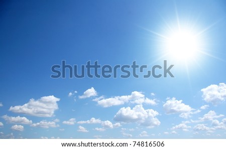 Blue sunny sky with small clouds