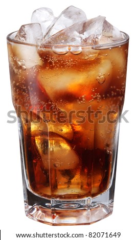 Cola glass. Isolated on white background. File contains a path to cut.