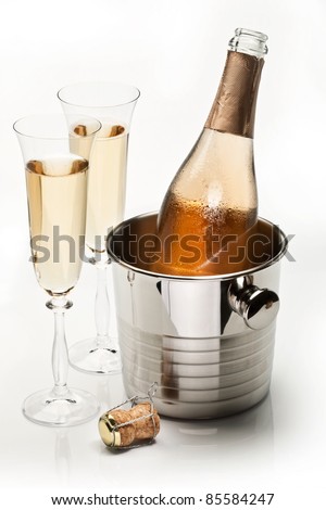 Champagne bottle in cooler