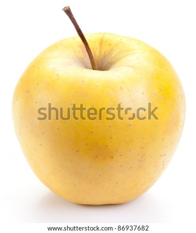 Juicy yellow apple, isolated on a white background.