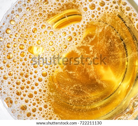 Glass of beer. Top view of lager beer or light beer.
