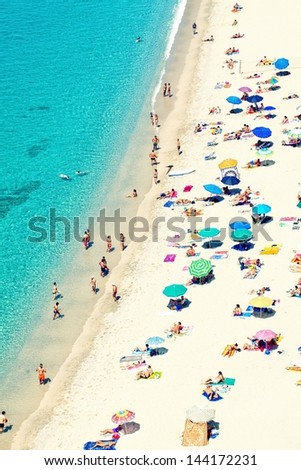 Public beach in Tropea, southern Italy .