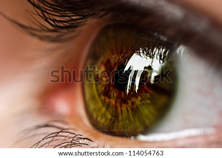 Street view reflected in human eye