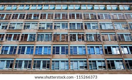 Network of urban apartment windows