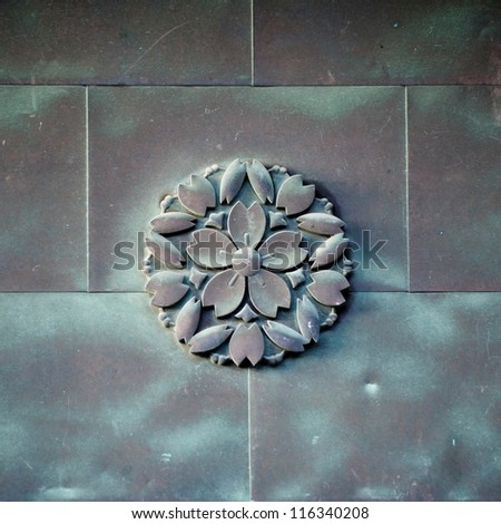 Floral pattern on a wall in Kiyomizu-Dera Temple, Kyoto, Japan