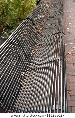 Metal benches in the city
