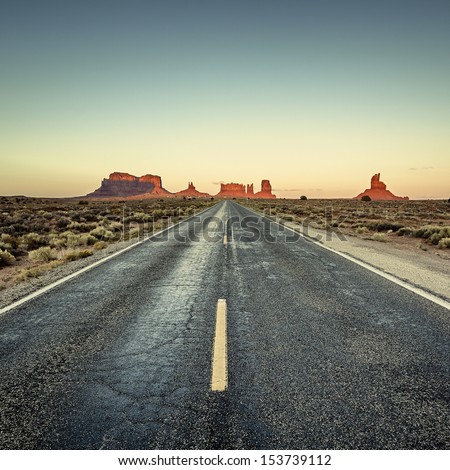 view of road to Monument Valley USA view of road to Monument Valley USA