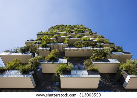 MILAN, ITALY, August 30, 2015: Skyscraper Vertical Forest. The special feature of this building is the presence of more than 900 tree species.