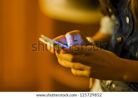 Girl Using Mobile Smart Phone